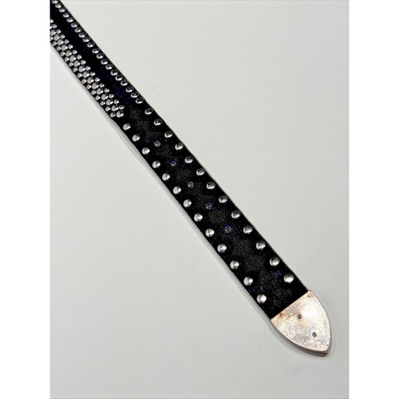 Genuine Leather Gray Croc Embossed Jeweled Rhinestones Western Belt Women’s S - Picture 13 of 16